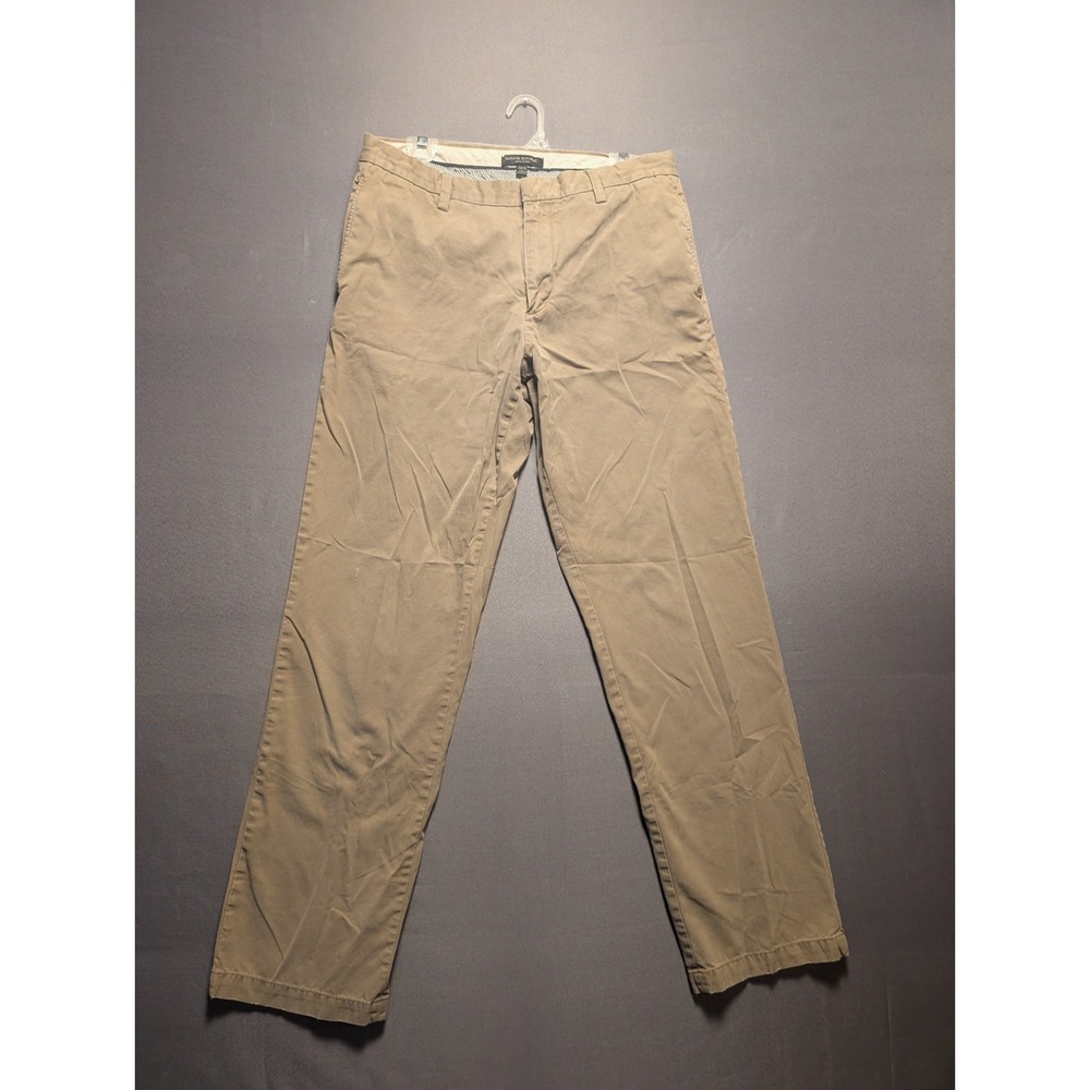 Banana Republic Gavin Chino Pants Men 33x34 Beige Cotton Straight Leg Flat Front